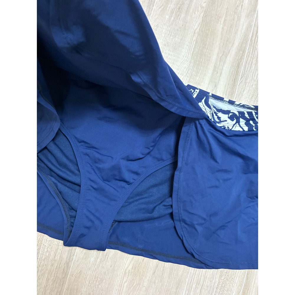 Liz Claiborne Womens Navy Blue Paisley Waist Swim Skirt Built-in Brief XL - Picture 3 of 4